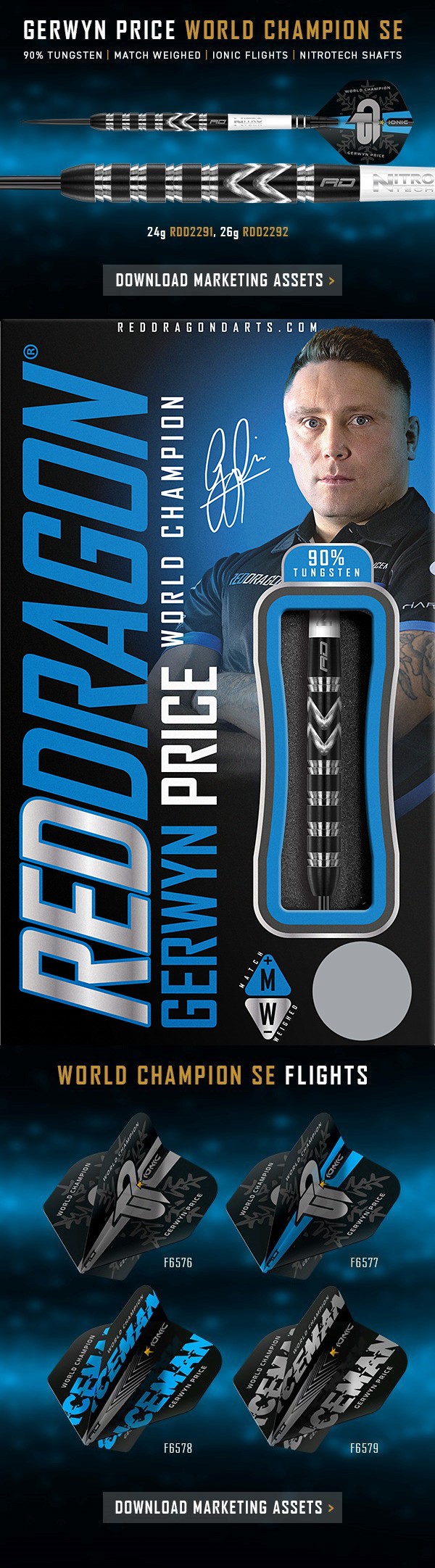 Gerwyn Price Dart zur PDC- Weltmeisterschaft 2021 - Red Dragon Steel Darts Gerwyn Price World Championship Special Edition Steeltip Steeldart 2021