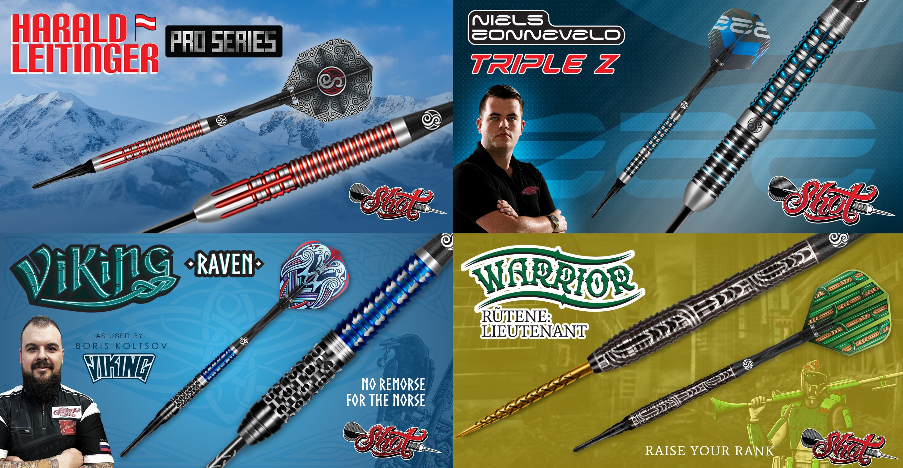 Neue Shot Steeldarts Softdarts 2021 Pro Series Harald Leitinger Harry, Niels Zonneveld, Boris Koltsov Viking Raven, Warrior Rutene, Shot Dart Launch 22. Juli 2021 Shot Dart Neuheiten 2021
