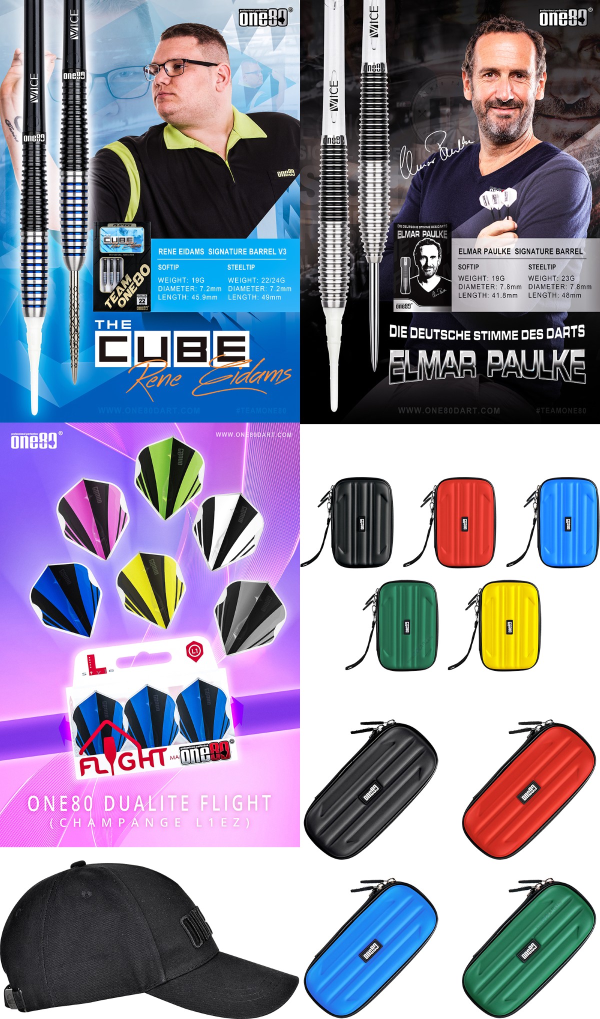 one80 Dart-News Launch 2021 am 16.11.2020 one80 Dart Neuheiten 2020 / 2021, Rene Eidams V3 Darts, Elmar Paulke Darts, Shard Standard / Mini Dart Case, one80 Dualite Champagne Flights, Surround - Jade, Light Green
