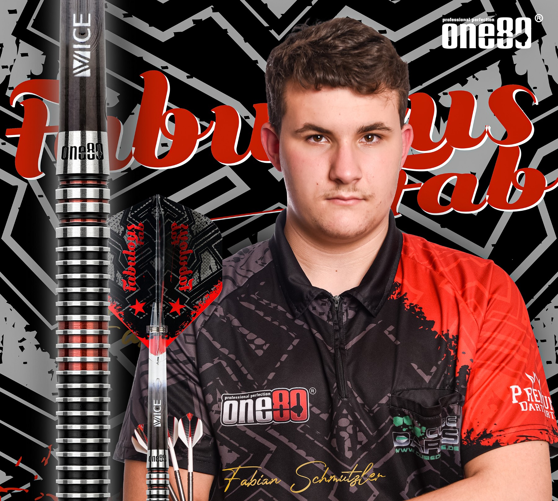 one80 Dart News Launch 2021 am 16.12.2021 Dart Neuheiten 2021 - 2022, Steeldart Softdart Fabian Schmutzler The Fabulous Fab VHD Tungsten Steeltip Softtip 2021 / 2022 Fabian Schmutzler Dart WM 2022