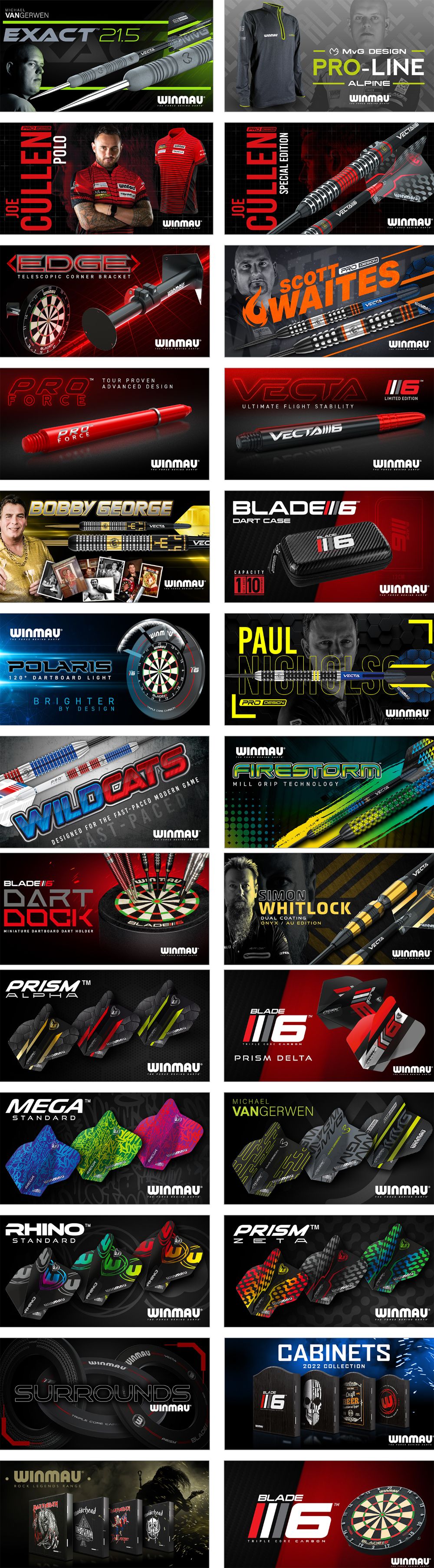 Winmau Dart 2021 / 2022 Dart Collection Launch 27.10.2021 16 Uhr Winmau News-Neuheiten 2022, Blade 6 Dartboard, Steel und Softdarts Michael van Gerwen Exact, Joe Cullen Special Edition, Scott Waites, Dennis Priestley Special Edition, Mervyn King Special Edition, Simon Whitlock