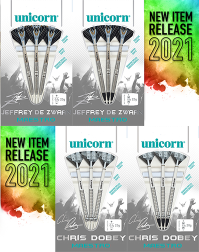 unicorn Dart-News Launch 2021 am 12.10.2020 unicorn Dart Neuheiten 2020 / 2021 - Neue unicorn Darts Maestro Chris Dobey & Jeffrey De Zwaan