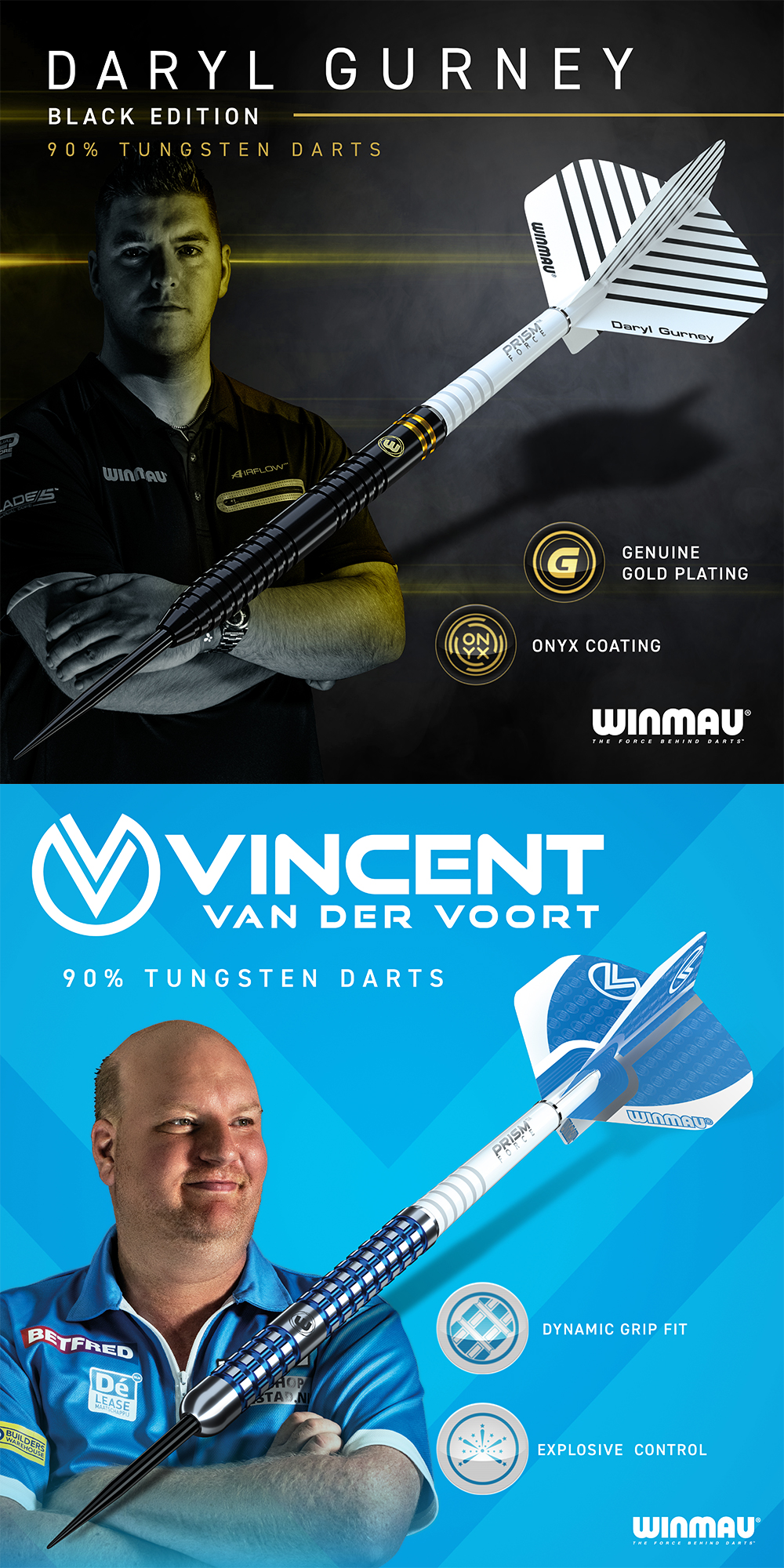 Winmau 2020 Dart Collection Launch 03.01.2020 Winmau Dart News Neuheiten 2020 Daryl Gurney, Vincent van der Voort - Darts, Dartshirts, Flights, Wallet Tour Edition