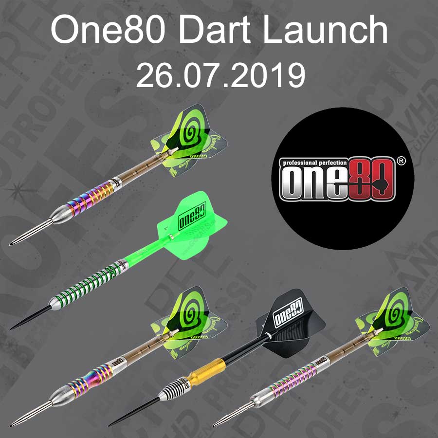 one80 2019 Dart Collection Launch 26.07.2019 one80 Dart News Neuheiten 2019 Chameleon Jade, Coral, Allira, Zircon, Saphire, Michael Barnard, Michell Clegg & Proplast Vice Shafts