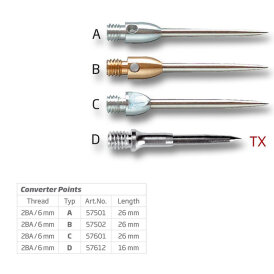 BULLS Schraubspitzen Stahlspitzen für Softdarts Aluminium 2BA Typ B