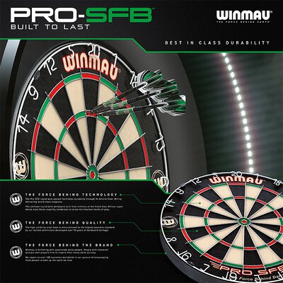 Winmau PRO SFB Bristle Dart Board - Trainingsboard Dartscheibe und Surround frei wählbar