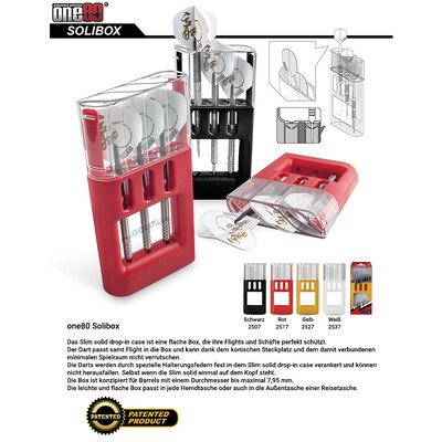one80 Dart Solibox Dartbox Dart Case patentiert alle Farben
