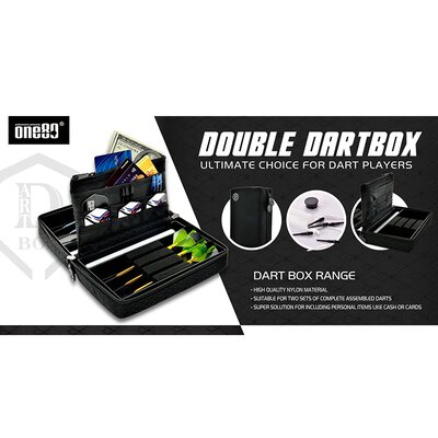 one80 Dart Double Dartbox Dart Case Box Schwarz