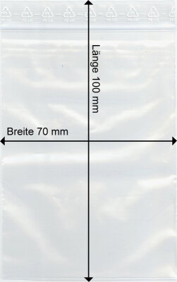 GOKarli Druckverschluss Beutel 70 x100 mm 200 Stück