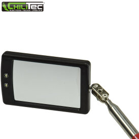 Teleskop Spiegel mit LED Beleuchtung Gesamtlänge 28-88cm, Spiegel 65 x 40 mm