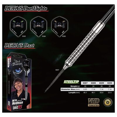 one80 Steel Darts Deta Hedman Signatur VHD 90% Tungsten Steeltip Dart Steeldart 22 g
