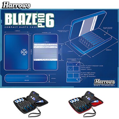 Harrows Blaze PRO 6 Darttasche Dartcase Dartbox Wallet in verschiedenen Farben