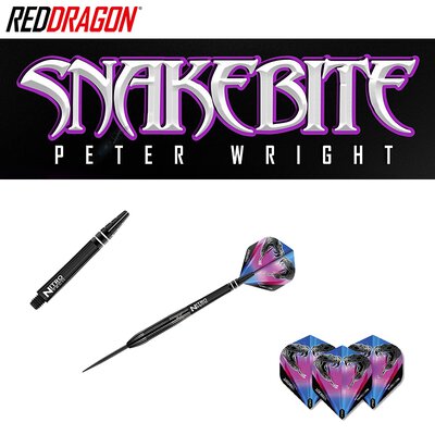 Red Dragon Steel Darts Peter Wright Snakebite 3 Black Steeltip Dart Steeldart 22 g