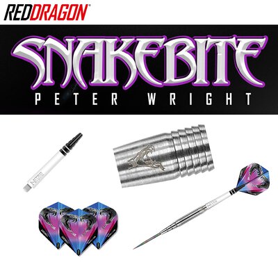 Red Dragon Steel Darts Peter Wright Snakebite PL15 Silver Steeltip Dart Steeldart 22 g