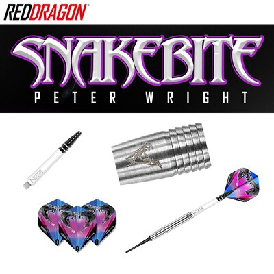 Red Dragon Soft Darts Peter Wright Snakebite PL15 Silver Softtip Dart Softdart 18 g