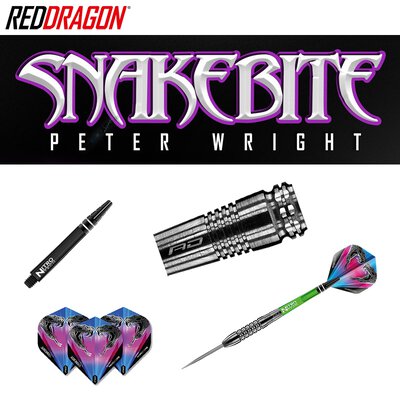 Red Dragon Steel Darts Peter Wright Snakebite Black Strike Steeltip Dart Steeldart 24 g
