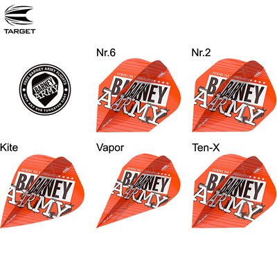 Target Raymond van Barneveld RVB Barney Army Orange Pro Ultra Dart Flight verschiedene Flightformen Design 2019