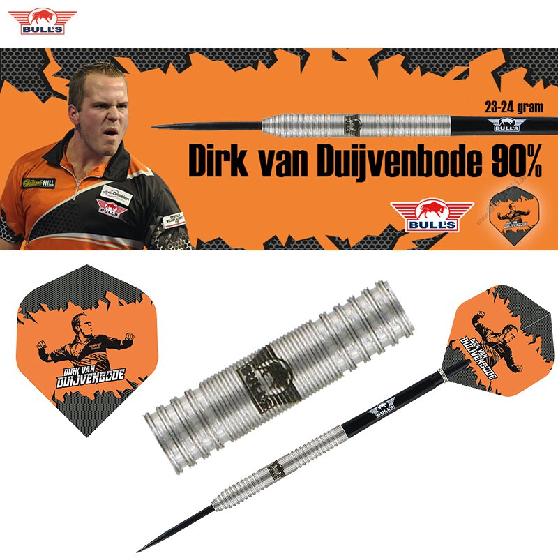 BULL'S Steel Darts Dirk van Duijvenbode 90% Tungsten Dartpfeile Dartscheibe NEU 