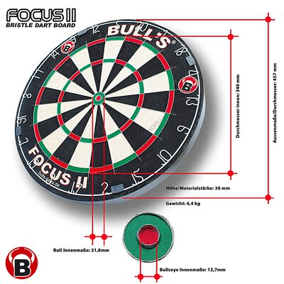 BULLS Focus II Turnier Bristle-Board Dartboard