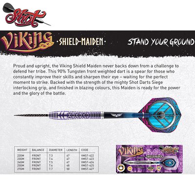 Shot Steel Dart Viking Shield Maiden 90% Tungsten Steeltip Darts Steeldart