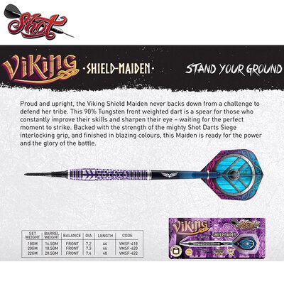 Shot Soft Dart Viking Shield Maiden 90% Tungsten Softtip Darts Softdart