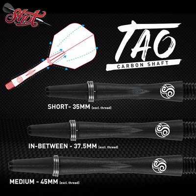 Shot Dart Shafts TAO Carbon mit Federring in verschiedenen Designs