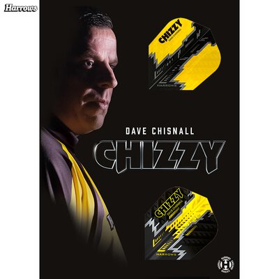 Harrows Dave Chisnall Chizzy Prime Dart Flight speziell laminiert Designs 2019 Chizzy Gelb