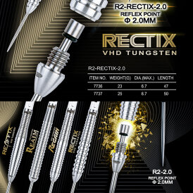 one80 Steel Darts Rectix 2,0 mm Point - Spitze Revolution R2 VHD Steeltip Dart Steeldart 25 g