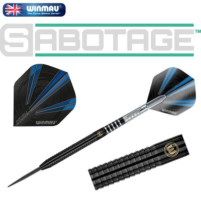 Winmau Steel Darts Sabotage Onyx Black 90% Tungsten Steeltip Dart Steeldart