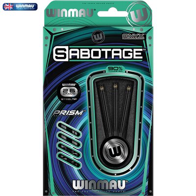 Winmau Steel Darts Sabotage Onyx Black 90% Tungsten Steeltip Dart Steeldart
