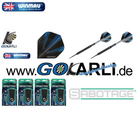 Winmau Steel Darts Sabotage Onyx Black 90% Tungsten Steeltip Dart Steeldart 26 g