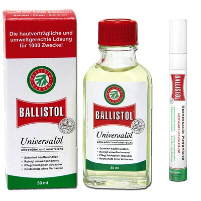 Ballistol 50 ml in der Glasflasche plus Ballistol Punktöler 15 ml Set