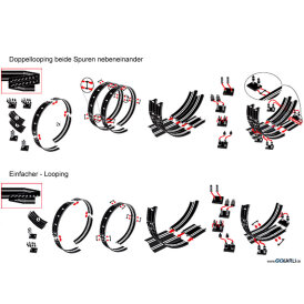 Carrera GO / Digital 143 Looping Einbauset mit Gerade 114 mm PLUS 4 Stück GOKarli Tuningmagnet Neue Stützen