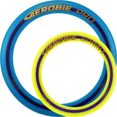 Aerobie PRO Wurfring Flying Ring 32 cm & Aerobie Sprint Wurfring Flying Ring 25 cm Set Pro Blau / Sprint Gelb