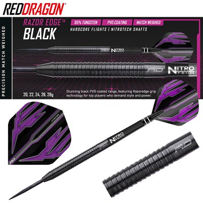 Red Dragon Steel Darts Razor Edge Black Steeltip Dart Steeldart 22 g