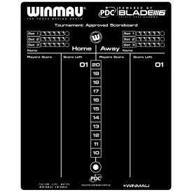 Winmau Dry Wipe Darts Whiteboard Scoreboard Chalkboard Markerboard mit PDC Logo