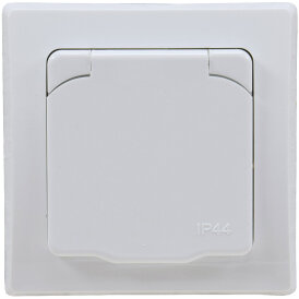 DELPHI Schutzkontakt-Steckdose IP44 250V~/ 16A, inkl. Rahmen, UP, weiß