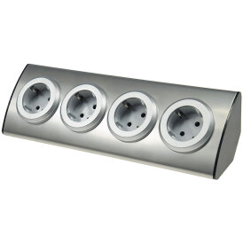 4-fach Steckdosenblock Edelstahl 90° für Eck-...