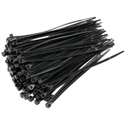 Kabelbinder Schwarz 100 Stück UV fest, wetterfest Maße 100 x 2,5 mm Zugfestigkeit 8 kg