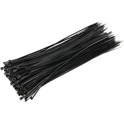 Kabelbinder Schwarz 100 Stück UV fest, wetterfest Maße 300 x 3,5 mm Zugfestigkeit 18 kg