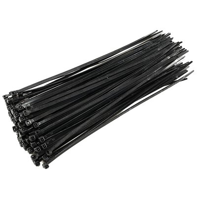 Kabelbinder Schwarz 100 Stück UV fest, wetterfest Maße 300 x 4,8 mm Zugfestigkeit 22 kg