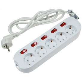 Steckdosenleiste mit Einzelschaltung 5-fach, weiß,...
