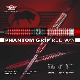 BULLS NL Steel Darts Phantom Grip Red 90% Tungsten Steeltip Darts Steeldart