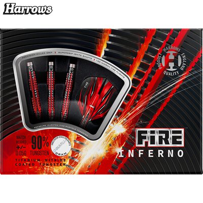 Harrows Steel Darts Fire Inferno 90% Tungsten Steeltip Dart Steeldart 23 g