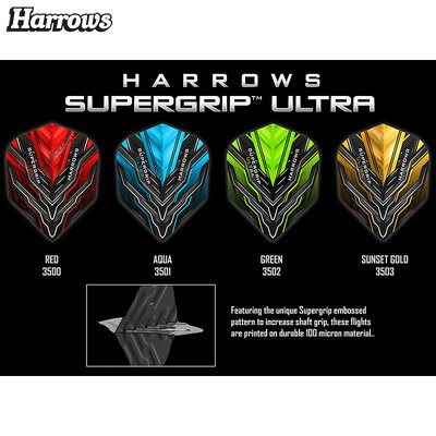 Harrows Supergrip Ultra Dart Flight Dartflight speziell laminiert in 4 verschiedenen Designs