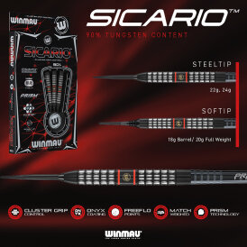 Winmau Steel Darts Sicario 90% Tungsten Steeltip Dart Steeldart 22 g