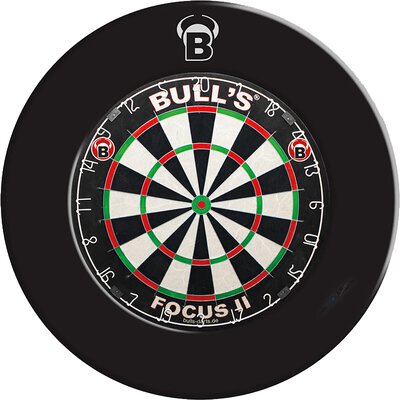 BULLS Focus II Turnier Bristle-Board Dartboard mit Pro Surround Polyurethan einteilig Schwarz