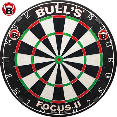 BULLS Focus II Turnier Bristle-Board Dartboard mit Pro Surround Polyurethan einteilig Rot