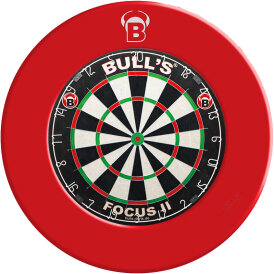 BULLS Focus II Turnier Bristle-Board Dartboard mit Pro Surround Polyurethan einteilig Rot