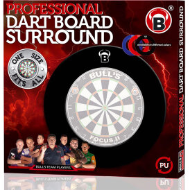 BULLS Focus II Turnier Bristle-Board Dartboard mit Pro Surround Polyurethan einteilig Rot